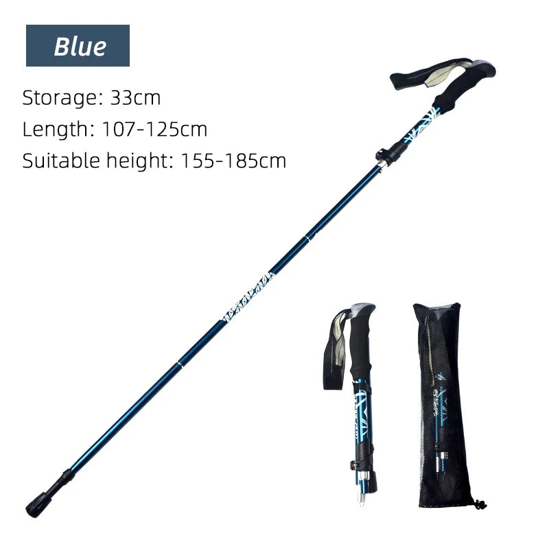 5-Section Folding Trekking Pole – Telescopic Hiking Stick for Camping, Nordic Walking, Travel